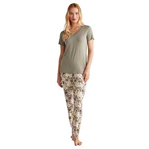 Pyjama Women's Short Sleeve Long Pants Penye Mood